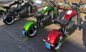 E-choppers docked in a rental station